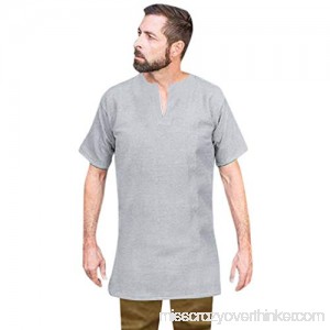 Men Vintage Baggy Cotton Linen Solid Short Sleeve Retro T Shirts Tops Blouse Gray B07QCRBV9N
